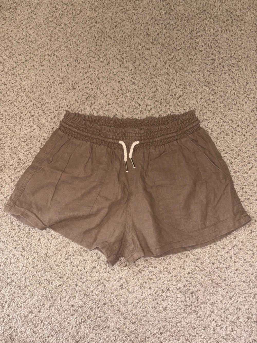 Love Tree Brown Smocked Waist Drawstring Athletic Shorts